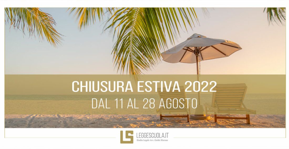 Studio Legale Marone – Chiusura estiva dal 11 al 28 agosto