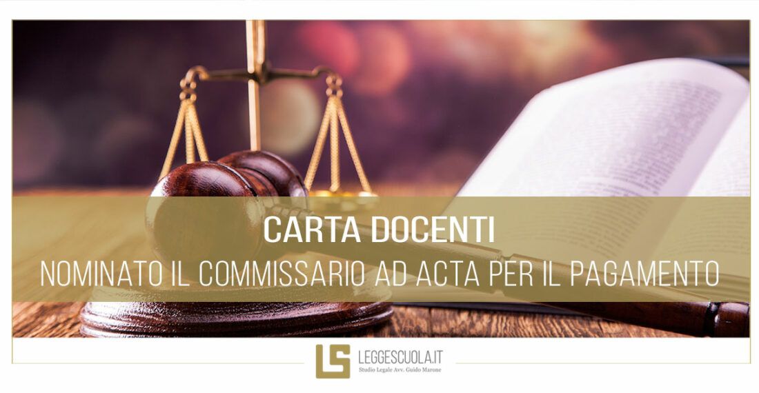 Carta Docenti – Nominato il Commissario ad acta per il pagamento