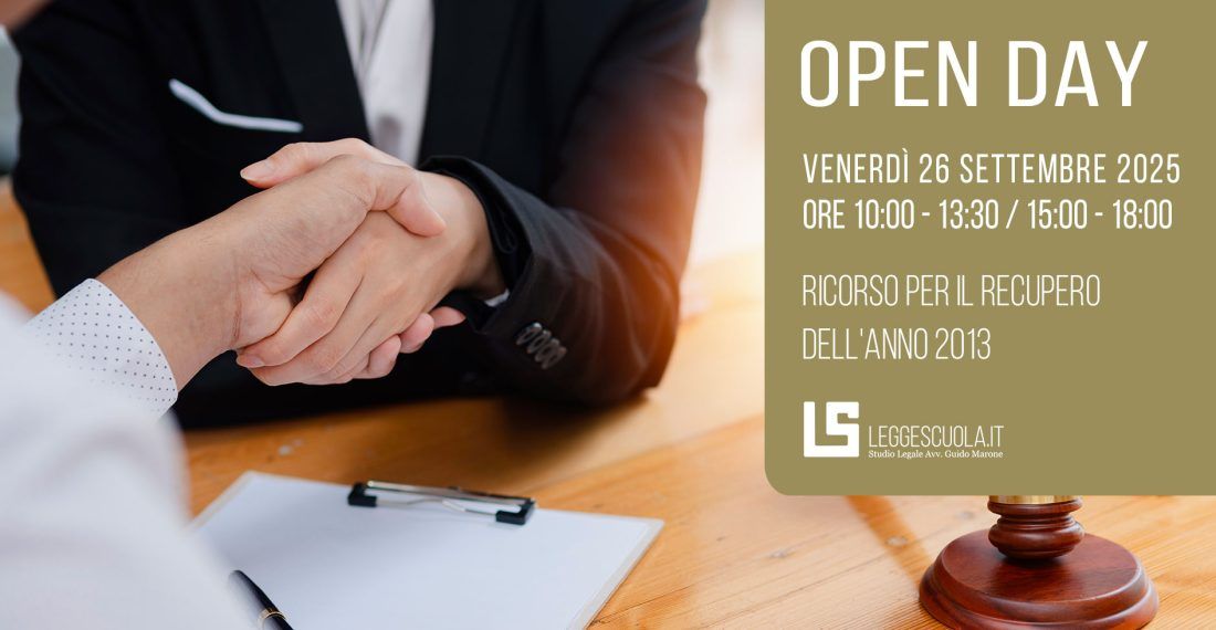 Open Day Legge Scuola – Ricorso per il recupero dell’anno 2013