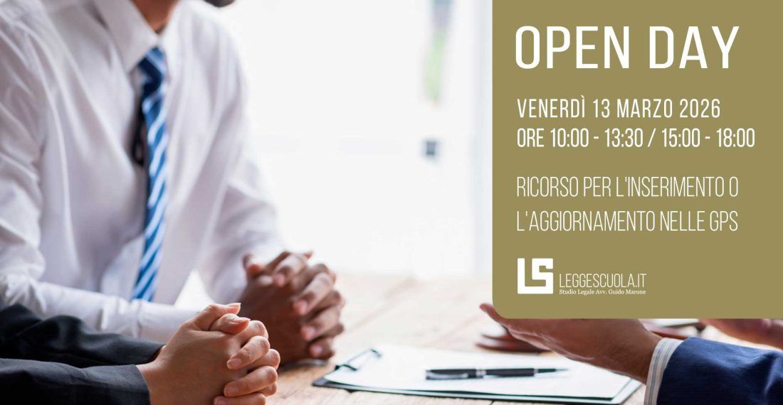 Open Day Legge Scuola – Ricorso graduatorie GPS 2026
