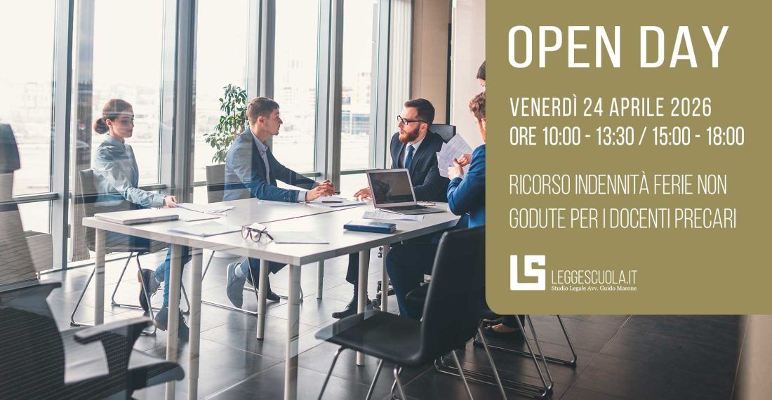 Open Day Legge Scuola – Ricorso indennità ferie non godute