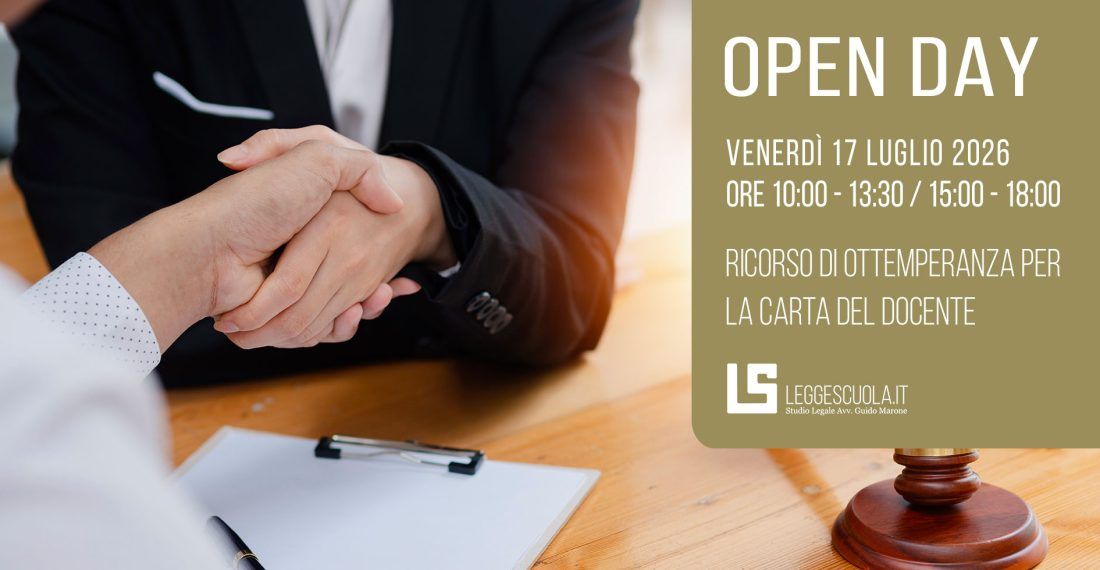 Open Day Legge Scuola – Ricorso di ottemperanza per la Carta del Docente
