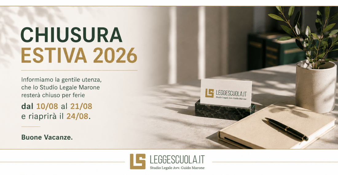 Studio Legale Marone – Chiusura estiva dal 10 al 21 agosto